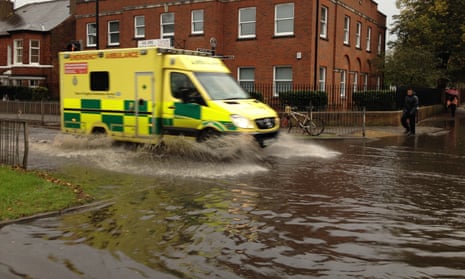Flash flood in St Albans, Hertfordshire