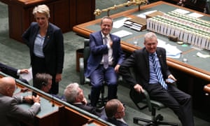 Tanya Plibersek, Bill Shorten and Tony Burke in the House of Representatives on Thursday