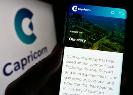 A Capricorn Energy web page displayed on a phone screen