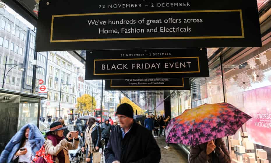 John Lewis on Oxford Street with Black Friday sales promotions