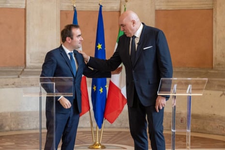 Italian minister of defence, Guido Crosetto (R) during a meeting with French minister of the armed forces Sébastien Lecornu last Friday in Rome.