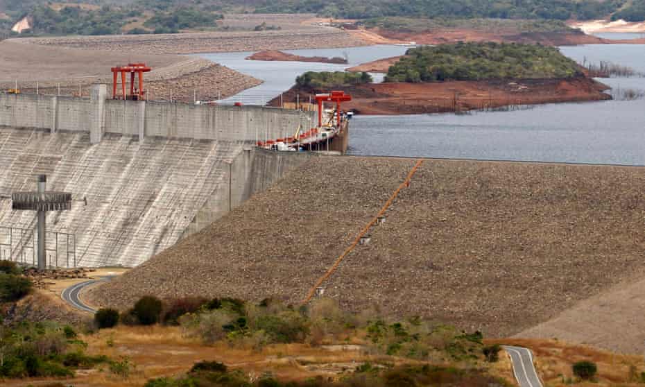 Venzuela’s Guri dam and hydroelectric power station at Bolivar, pictured in 2010 when drought affected reservoirs serving the plant. 