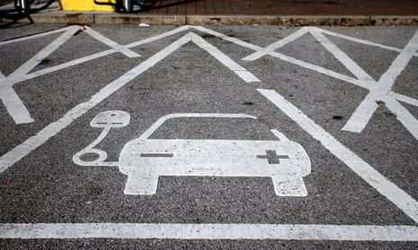 White lines show an empty electric car charging space