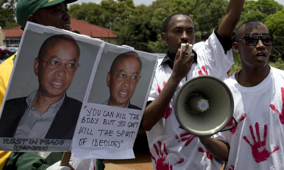 Members of the Rwanda National Congress mourning Patrick Karegeya in Pretoria in 2014. 