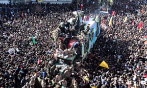 Iranians carry the coffin of Qasem Soleimani, after he was killed by a US drone strike