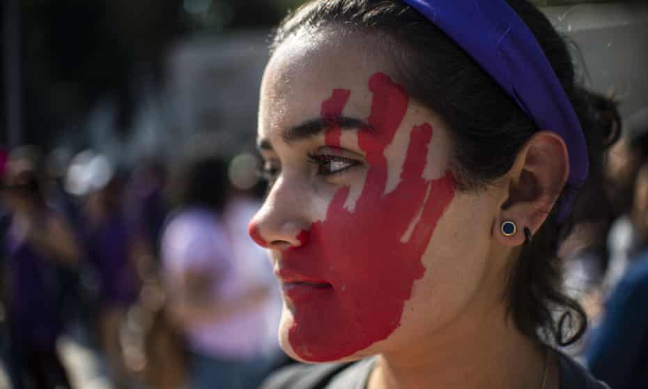 A protest against gender violence in Mexico City. The plan would take money from shelters and give it directly to victims, but many have criticized it. 