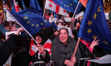 EU flags at an opposition rally