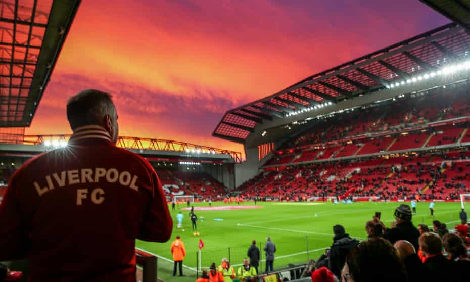 Sunset over Anfield stadium