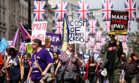 Demonstrators marching in central London on Saturday.