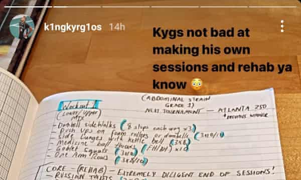 Nick Kyrgio's training notes