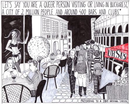Where can you kiss a same-sex partner in Bucharest? A cartoon by Andreea  Chirică, Cities