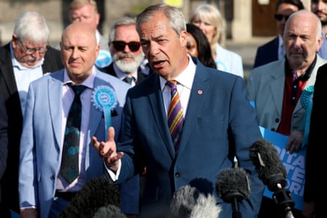 Nigel Farage speaking outside Havering town hall.