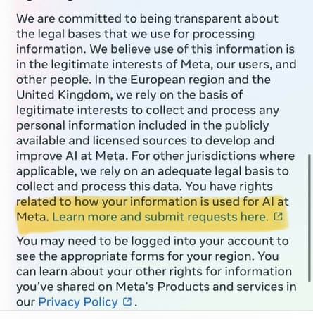 Scroll to the “privacy and generative AI” section. Click “learn more and submit your requests here”.