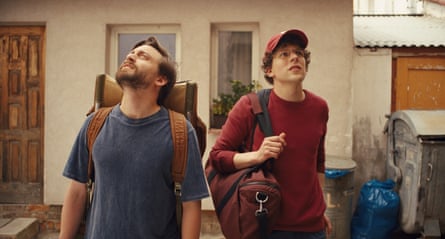Kieran Culkin as Benji and Jesse Eisenberg as David in A Real Pain.