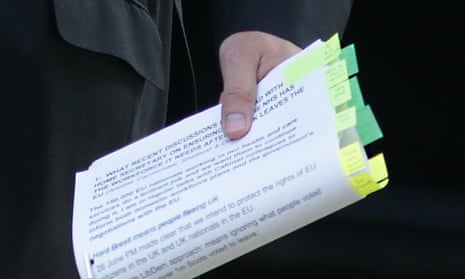 Papers held by Jeremy Hunt as he arrives for a cabinet meeting at No 10.