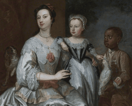 A portrait showing the Countess of Dysart, a young woman thought to be Lady Frances Tollemache, and a young Black servant, circa 1740.