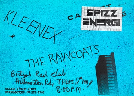 A poster from the UK tour with the Raincoats and Spizzenergi.
