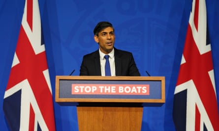 Former prime minister Rishi Sunak gives an update on the plan to ‘stop the boats’ and illegal migration on 7 December 2023.