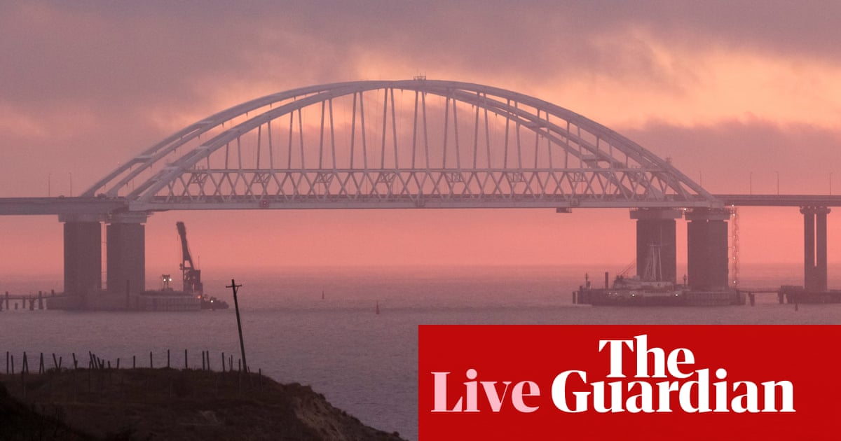 Russia-Ukraine war live: traffic stopped on Crimean bridge due to ‘emergency’, governor says, as explosions reported