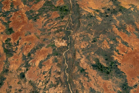 Dappled greenery is an unusual sight amid the red earth of the Sturt Stony Desert