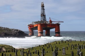 The Transocean Winner drilling rig off the coast of the Isle of Lewis after it ran aground in severe weather conditions. Tuesday August 9, 2016.