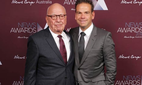 Rupert and Lachlan Murdoch at the 2019 News awards, where they hand out prizes to News Corp journalists.