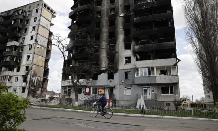 Burned Borodyanka buildings
