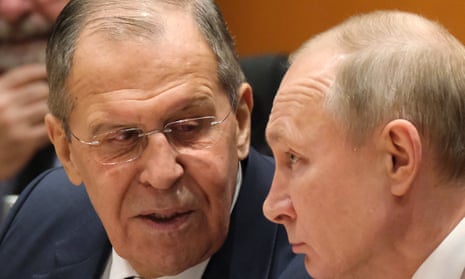 Russian foreign minister Sergei Lavrov and Vladimir Putin