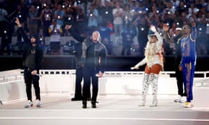 Pepsi Super Bowl HVAC Halftime ShowINGLEWOOD, CALIFORNIA - FEBRUARY 13: (LR) Eminem, Dr. Dre, Mary J. Blige, 50 Cent, and Snoop Dogg perform during the Pepsi Super Bowl HVAC Halftime Show at SoFi Stadium on February 13, 2022 in Inglewood, California. (Photo by Katelyn Mulcahy / Getty Images)