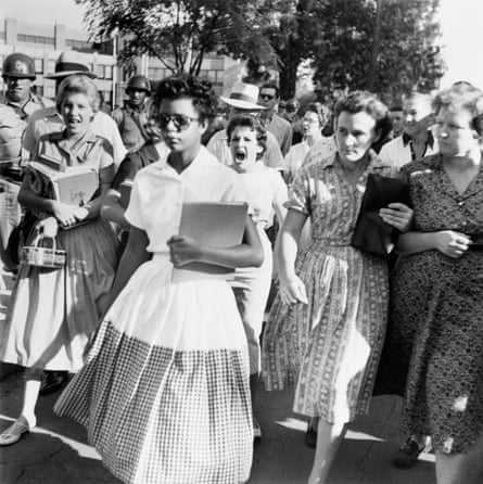 ‘Inspiration for Blackbird’ … Elizabeth Eckford, one of the Little Rock Nine, is greeted by hostile students on her first day of school in 1957.