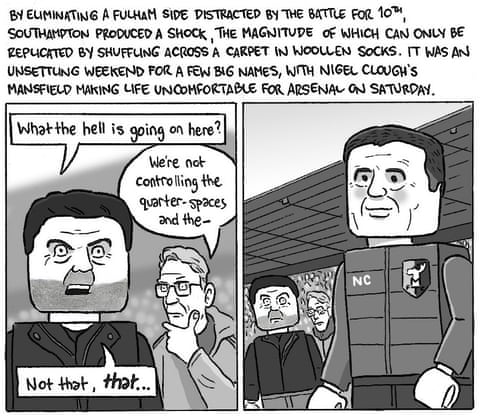 David Squires cartoon on the FA Cup fifth round, panel 3