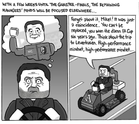 David Squires cartoon on the FA Cup fifth round, panel 7