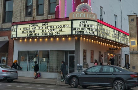 movie theater with marquee