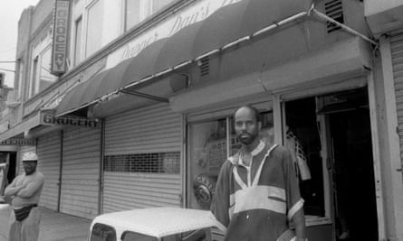 Dapper Dan outside his shop in 1988