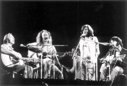 Crosby, Stills, Nash and Young at Wembley Stadium in 1974. (From left) Stills, Crosby, Nash, Young.