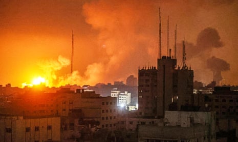Blasts and smoke from the strikes on Gaza