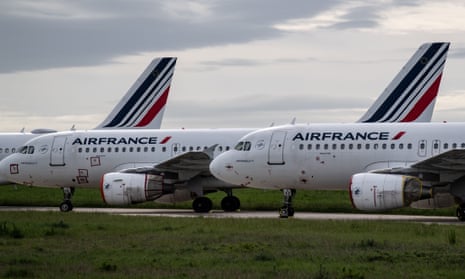 Air France planes parked at Paris Charles de Gaulle airport