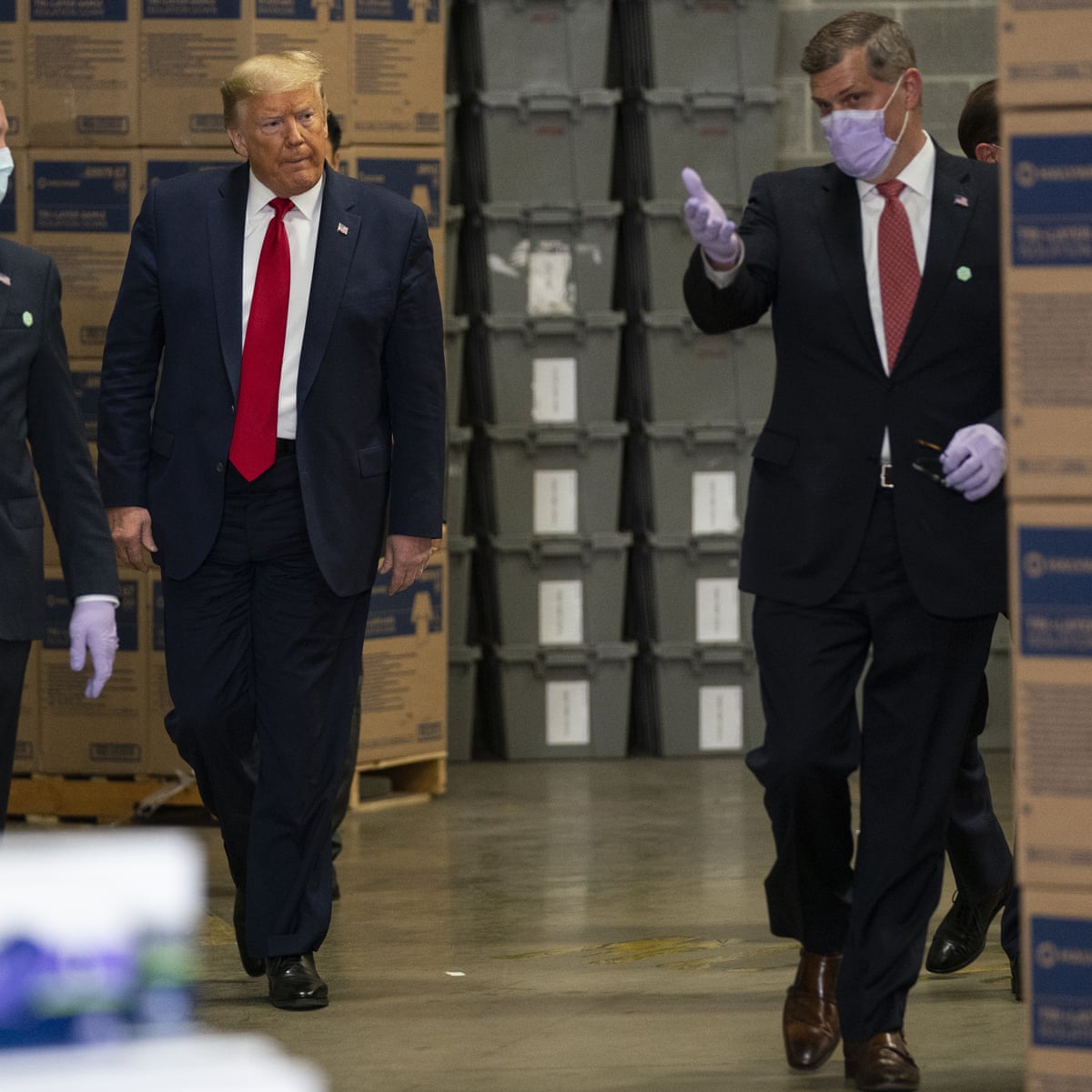 Donald Trump Goes Maskless To Tour Medical Equipment Facility Donald Trump The Guardian