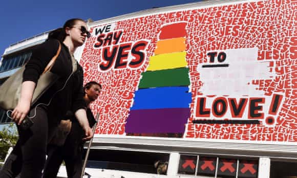 A giant billboard promoting the yes vote in Sydney's Kings Cross.