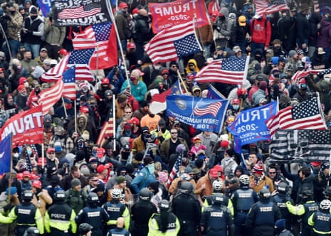 Donald Trump supporters clash with police and security forces as they storm the US Capitol on 6 January.