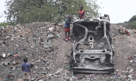 Children play near Hwange Colliery