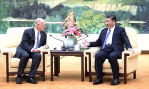 Chinese president Xi Jinping meets visiting California governor Jerry Brown.