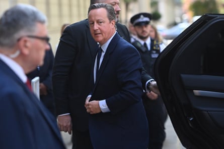 David Cameron arrives to give evidence at the UK Covid inquiry in London, 19 June 2023.