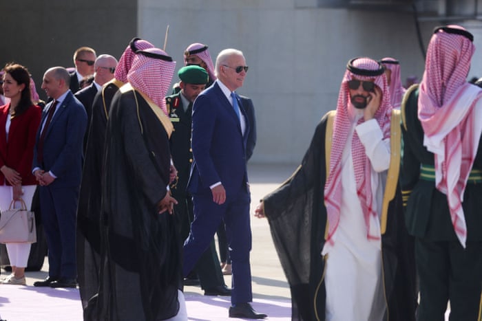 US president Joe Biden walks to board a plane following an Arab summit, at King Abdulaziz International Airprot, in Jeddah, Saudi Arabia, on 16 July, 2022.