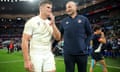 Owen Farrell  and Steve Borthwick after the final whistle.