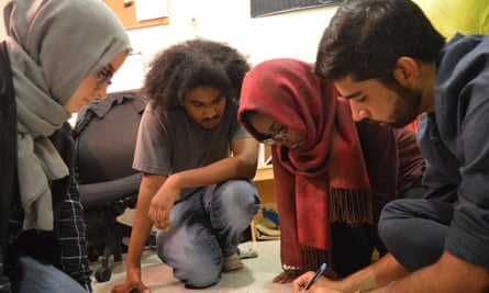 Muslim Stem students working on a project at MIT.