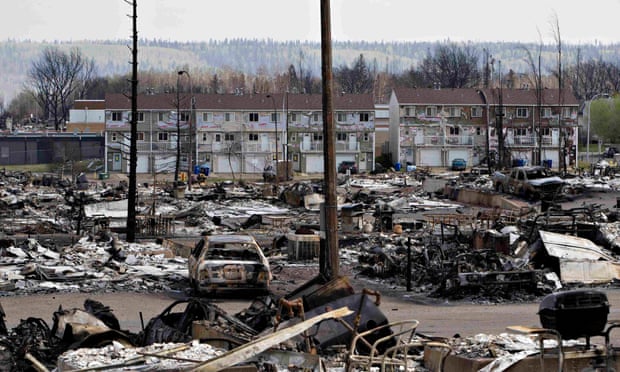 The devastated neighbourhood of Abasand is shown after being ravaged by the wildfire in Fort McMurray.