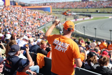 A Dutch racing fan in a grandstand during qualifying