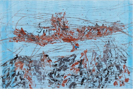 Georg Baselitz, Sigmund fliegt mit Sex im Koffer (Sigmund Flies with Sex in His Suitcase) , 2024.