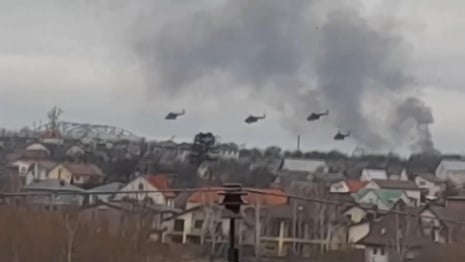 Footage shows Russian helicopters engaging with forces in Ukraine – video